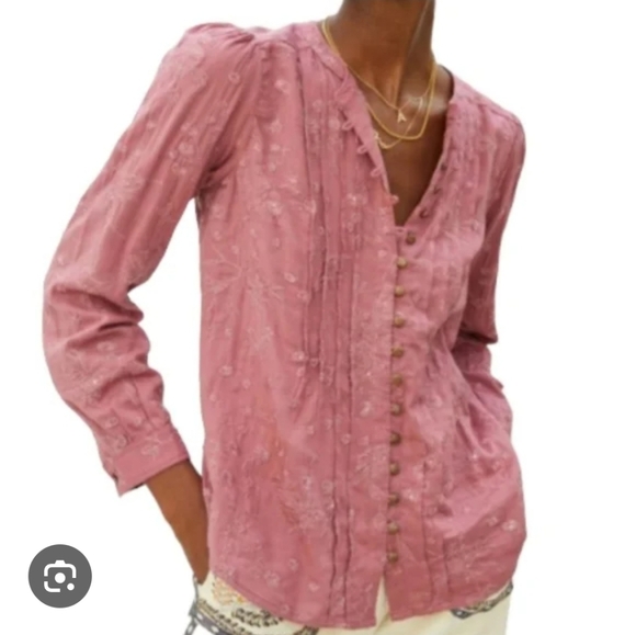 Anthropologie Tops - Anthropologie Pilcro embroidered boho button down top Sz M